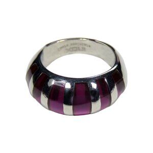Inox Women's Stainless Steel Ring with Purple Accents and Inlay